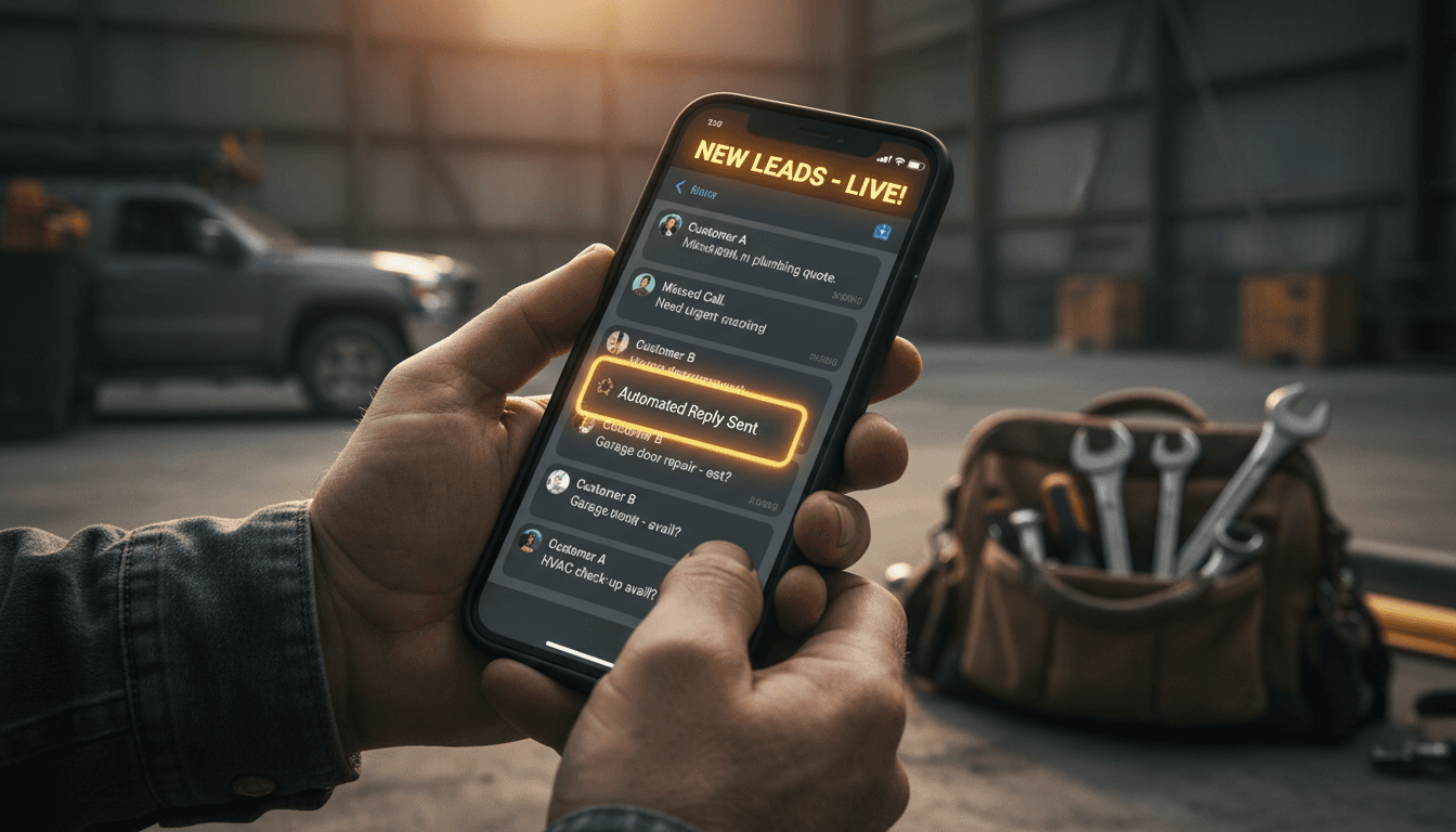 Smartphone showing incoming leads and customer text messages